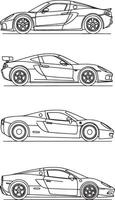 Simple Line Art Illustrations of Various Car vector