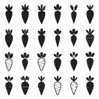 Many Unique carrot silhouette bundle art design. vector