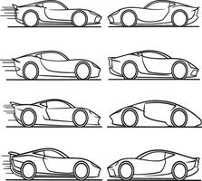 Premium Collection of Outline Car Front and Side Views vector