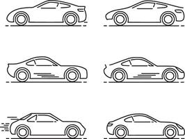 Collection of Outline Car Side view bundle icon vector
