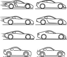 Simple Line Art Illustrations of Various Car Models bundle vector