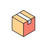 Isometric illustration of a colorful cardboard box. Ideal for delivery, shipping, logistics, and e-commerce vector