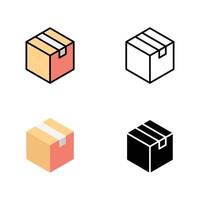 Various cardboard boxes with different style. illustration vector