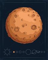 Hand drawn light gray terrestrial hot mercury planet in the solar system of the milky way galaxy vector