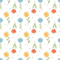 cute girly seamless pattern with flowers vector