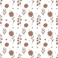 floral seamless pattern in trendy color 2025 mocha mousse vector