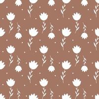 cute floral seamless pattern in trendy color 2025 mocha mousse vector