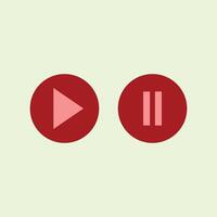 Play and pause buttons illustration in flat style. Red and white. Media player resources graphic element design. Element illustration with a media player button theme. technology vector