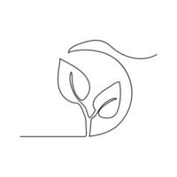Ecology single line art, continuous one line drawing of Isolated outline art, vector