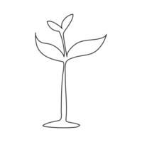 Ecology Sustainable continuous single line art, Nature Planet one line vector