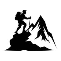 minimalist mountain climbers silhouette graphic vector