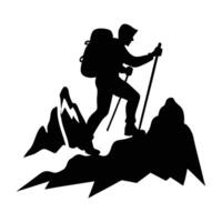 adventurous mountain climbers silhouette art vector