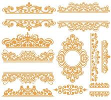 Set of Ornament floral design element for frame, border, and wedding with vintage style Free vector