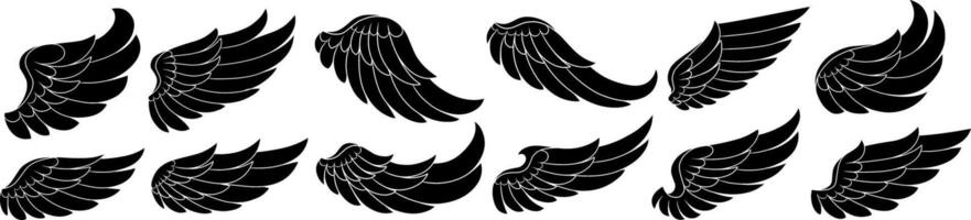 Set of angel wings silhouette design vector