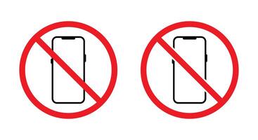 Smartphone with prohibition sign icon. Phone forbidden area symbol. No cellphone zone concept vector