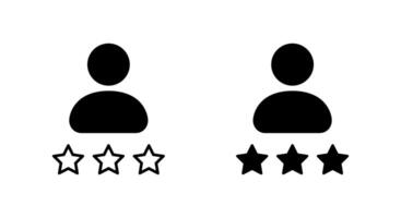 Rating person icon. Default avatar with three star sign symbol vector