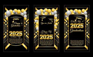 set of graduation class of 2025 invitation background vector
