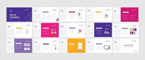 Brand Guidelines poster layout template. Brand identity presentation. Manual template design vector