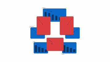 Declining charts with downward trends hand drawn 2D object animation. Financial loss, economic challenges cartoon doodle 4K . Visual data animated handdrawn element isolated on white video