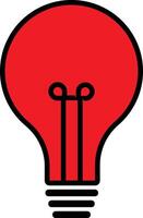 A simple, cartoon-style image of a light bulb with a red glow vector