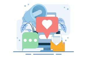 Business virtual social communication concept. Communication, dialogue, conversation in online forum and internet chat concept. Flat illustration design. vector