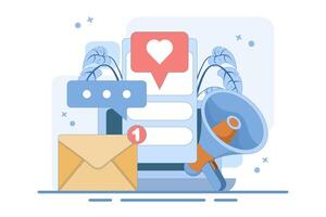Business virtual social communication concept. Communication, dialogue, conversation in online forum and internet chat concept. Flat design illustration design on background. vector