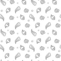 Seamless pattern with sea shells, sea organisms, textile, monochrome pattern vector