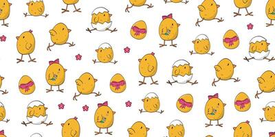 Easter seamless pattern with cute chicks for wallpaper, digital backgrounds, wrapping paper, nursery prints, textile, packaging, etc. EPS 10 vector