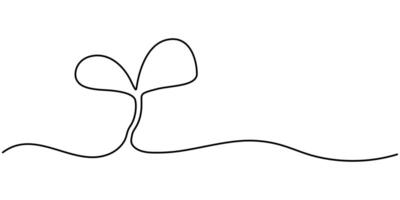 Single continuous one line drawing sprout growth illustration isolated on white background vector