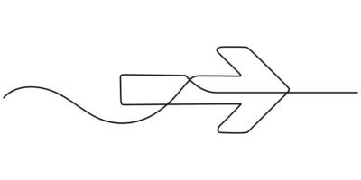 Arrow in continuous line drawing style Line art of the arrow icon illustration abstract background vector