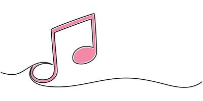 Continuous one line drawing of musical note musical note illustration vector