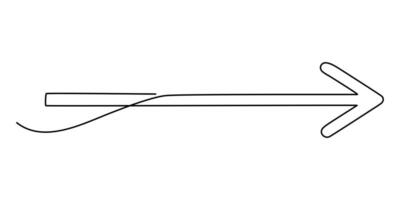Continuous one line drawing of arrow linear icon one white background illustration vector