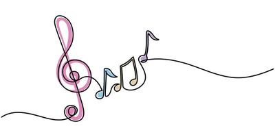continuous one line drawing music note melody sound isolated icon illustration design black and white vector
