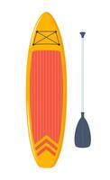 Inflatable sup board for water sports. Stand up pabble board in different view. illustration. vector