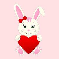 White bunny with heart vector