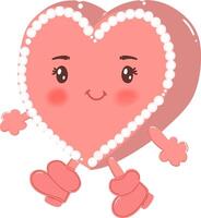 Playful Pink Heart with Pearl Border and Happy Expression vector
