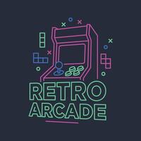 minimalist retro gaming arcade machine line art icon logo illustration design. simple modern arcade machine game of 80s-90s logo concept vector