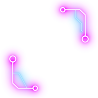 Abstract glowing neon circuit design with gradient colors png