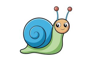a cartoon snail with blue eyes and a green shell vector