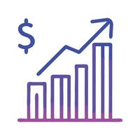 a graph with a dollar sign going up vector
