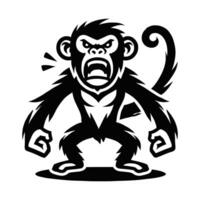 a black and white monkey with an angry expression vector