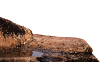 Brown Rock Stone Podium isolated,Natural Sea Stone rough surface texture for Poduct display stage stand png