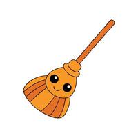 a cartoon broom with a smiley face on it vector