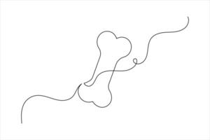 Bone single line art drawing vector