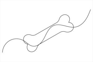 Dog bone one line drawing art of isolated continuous outline design vector
