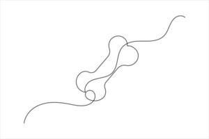 Dog bone one line drawing art of isolated continuous outline icon vector