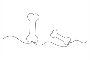 Dog bone one line drawing art of isolated continuous icon vector