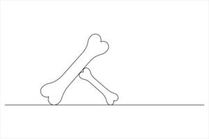 Bone one line art drawing vector