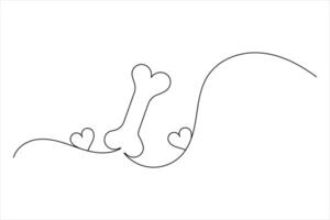 bone single line drawing art vector