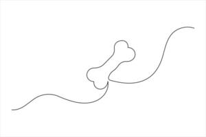 bone one line drawing art of isolated continuous outline icon vector